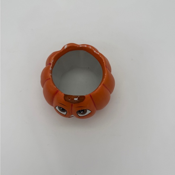 Halloween Fall Decorative vtg. Hand Painted Pumpkin Jack-O-Lantern planter Sm. - Picture 5 of 6